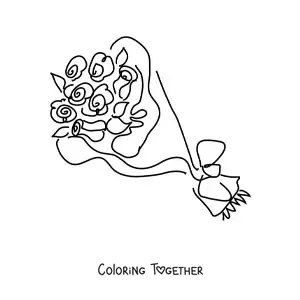 Coloring page of a minimalist bouquet of roses