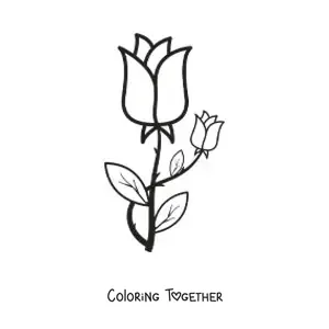 Coloring page of two roses with thorns
