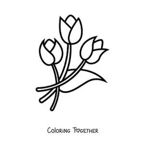 Coloring page of three simple tulips