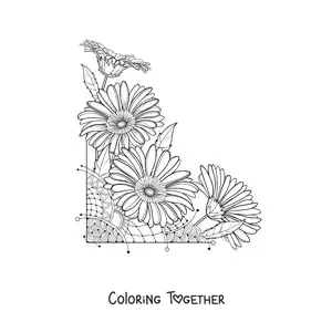 Coloring page of four beautiful daisies