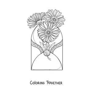 Coloring page of an envelope with daisies