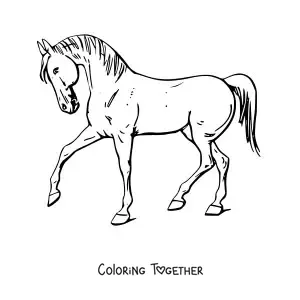 Coloring page of a horse in profile