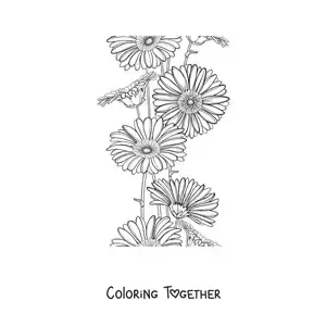 Coloring page of several daisies