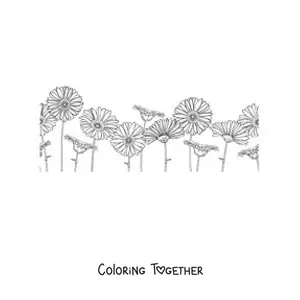 Coloring page of a field full of daisies