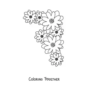 Coloring page of several small daisies
