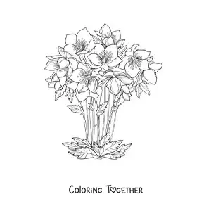 Coloring page of a bouquet of beautiful lilies in a vase