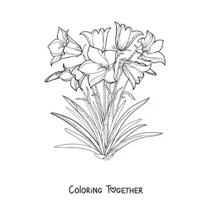 Coloring page of several lilies in the field