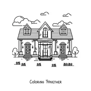 Coloring page of an old-style house