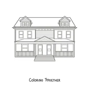 Coloring page of a large house