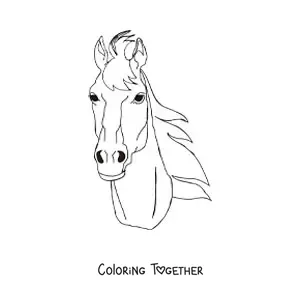 Coloring page of a horse head looking straight ahead