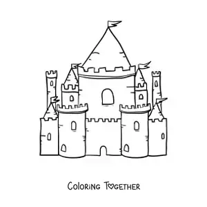 Coloring page of a Middle Ages castle