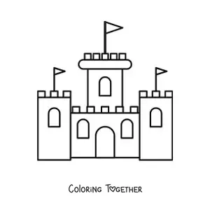Coloring page of a simple castle with three towers