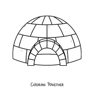 Coloring page of an igloo from the front