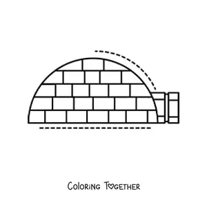 Coloring page of an igloo from the side