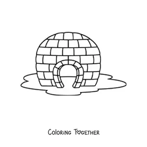 Coloring page of a melting igloo