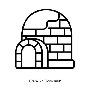 Coloring page of a simple igloo