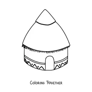 Coloring page of an indigenous hut