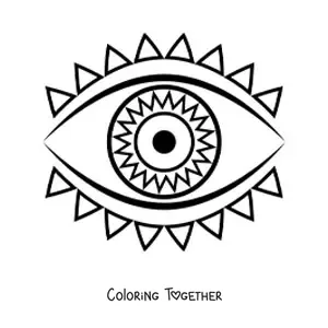 Coloring page of an eye with triangular lashes