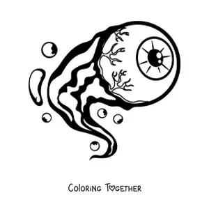 Coloring page of a cartoon eyeball