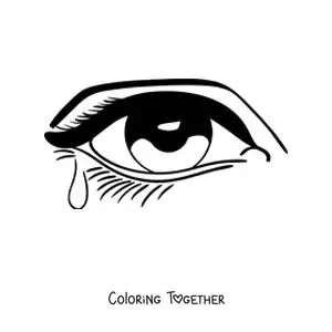 Coloring page of a woman's eye with a tear