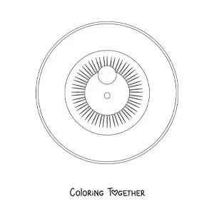 Coloring page of an eyeball seen from the front