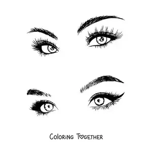 Coloring page of 2 pairs of pretty feminine eyes