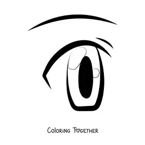 Coloring page of an eye drawn in anime style