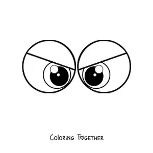 Coloring page of a pair of furious cartoon eyes