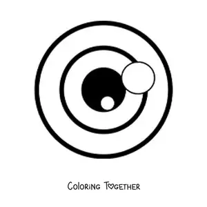 Coloring page of a large round cartoon eye