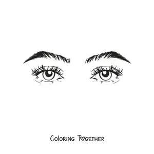 Coloring page of a pair of beautiful realistic women's eyes