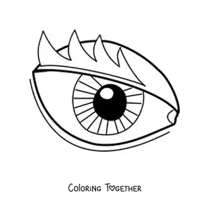 Coloring page of a cartoon eye with eyelashes