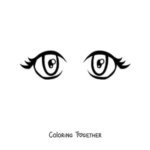 Coloring page of a pair of anime-style women's eyes