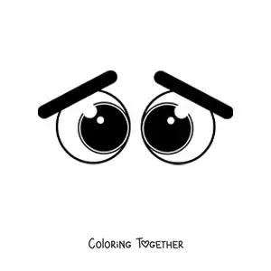 Coloring page of a pair of teary cartoon eyes