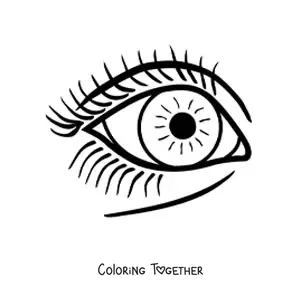 Coloring page of a large eye with eyelashes