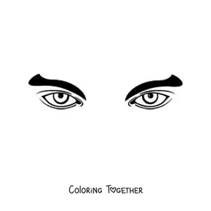 Coloring page of a pair of masculine eyes