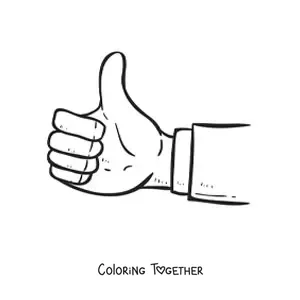 Coloring page of a hand giving a thumbs up