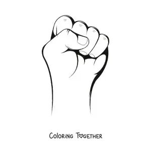 Coloring page of a closed left fist