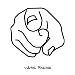 Coloring page of a hand pointing