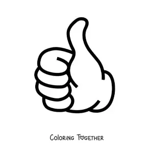 Coloring page of a hand with thumb up