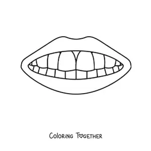 Coloring page of a mouth showing its teeth