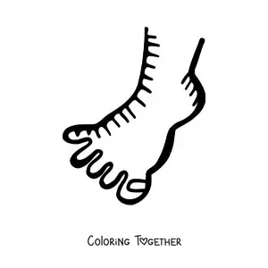 Coloring page of a cartoon foot with a toenail