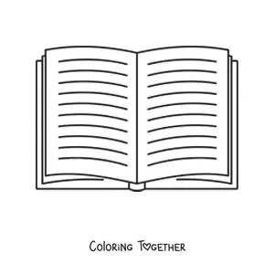 Coloring page of an open book