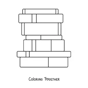 Coloring page of several stacked books