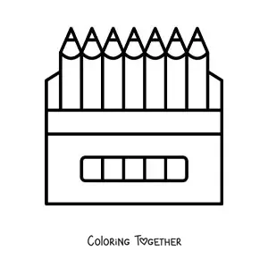 Coloring page of a box of colored pencils