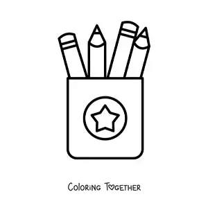 Coloring page of a box of pencils