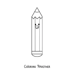 Coloring page of a happy cartoon pencil