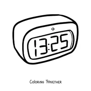 Coloring page of a digital alarm clock