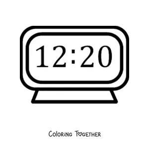 Coloring page of a simple digital clock