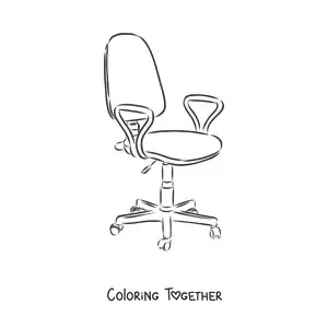 Coloring page of an office chair with wheels