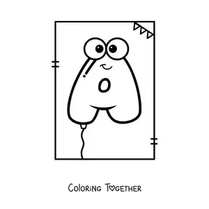 Coloring page of a balloon shaped like the letter A